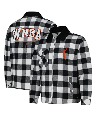The Wild Collective Men's and Women's Black/White Wnba Gear Flannel Full-Zip Shacket