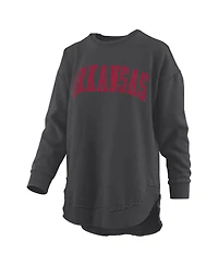 Pressbox Women's Black Arkansas Razorbacks Melange Poncho Vintage Fleece Long Sleeve Pullover Sweatshirt