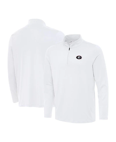 Antigua Men's White Georgia Bulldogs Reprocess Quarter-Zip Top
