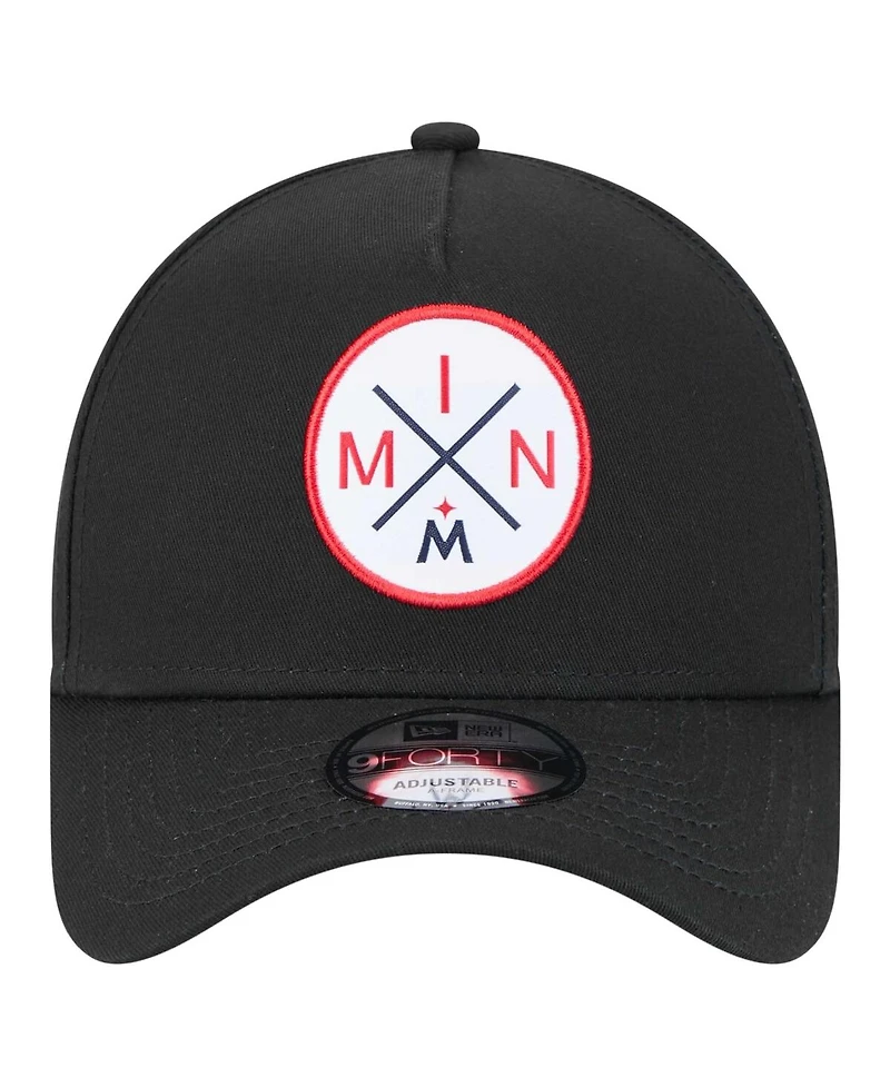New Era Men's Black Minnesota Twins 9FORTY A-Frame Adjustable Hat