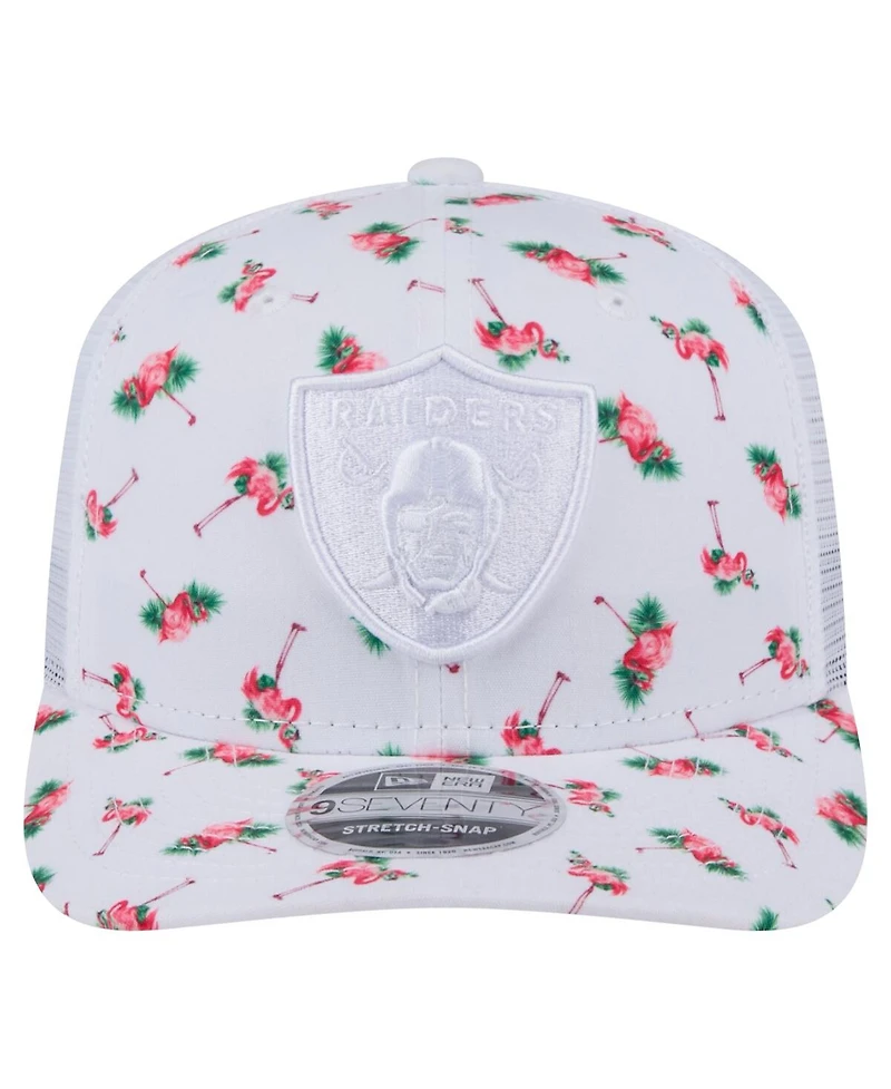New Era Men's White Las Vegas Raiders Adventure Flamingo Pattern 9SEVENTY Stretch-Snap Hat