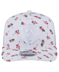 New Era Men's White Las Vegas Raiders Adventure Flamingo Pattern 9SEVENTY Stretch-Snap Hat