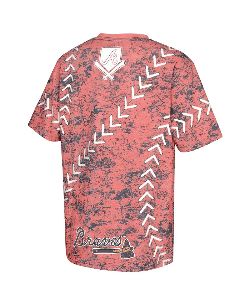 Outerstuff Big Boys and Girls Red Atlanta Braves Slide Score Bold T-Shirt