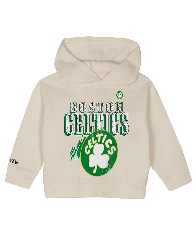 Mitchell & Ness Toddler 2-Piece Cream Boston Celtics Hang Time Oversized Pullover Hoodie and Pants Set