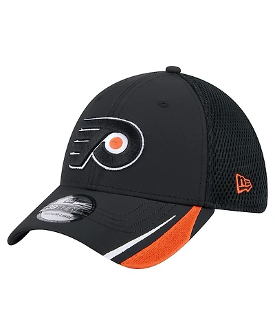 New Era Men's Black Philadelphia Flyers Linear Featherweight 39THIRTY Flex Hat