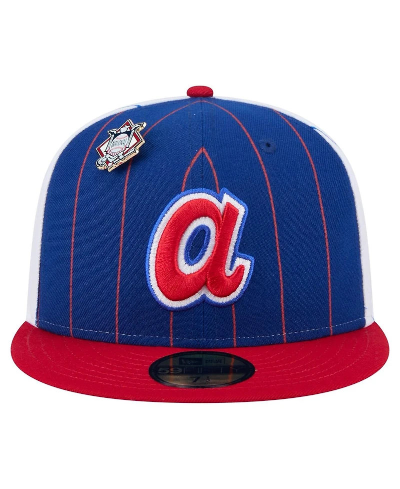 New Era Men's Blue Atlanta Braves Pinstripe 59FIFTY Fitted Hat