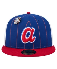 New Era Men's Blue Atlanta Braves Pinstripe 59FIFTY Fitted Hat