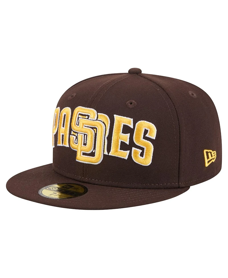 New Era Men's Brown San Diego Padres Overlap 59FIFTY Fitted Hat