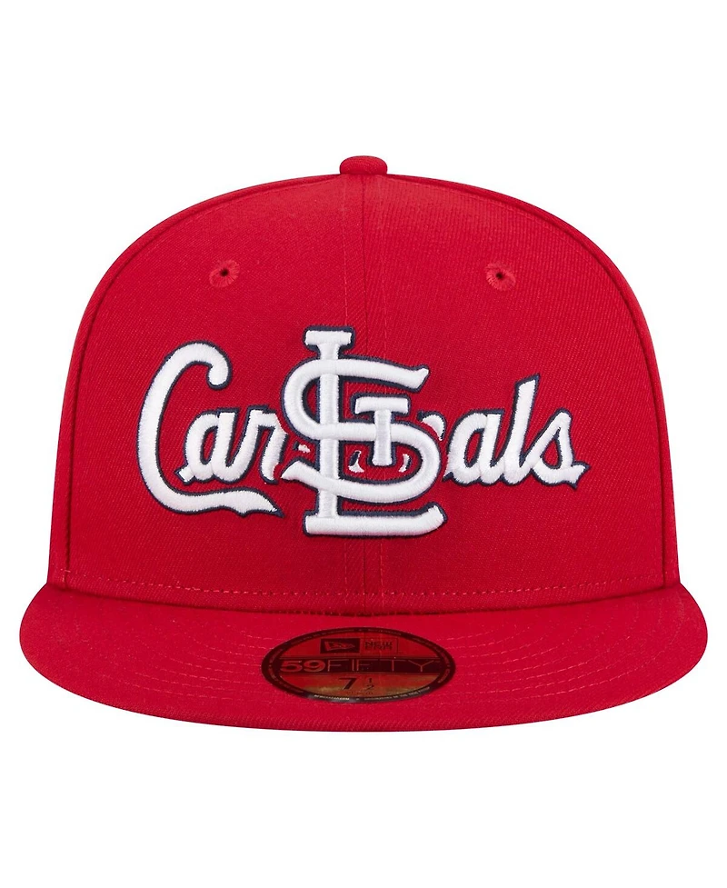 New Era Men's Red St. Louis Cardinals Overlap 59FIFTY Fitted Hat
