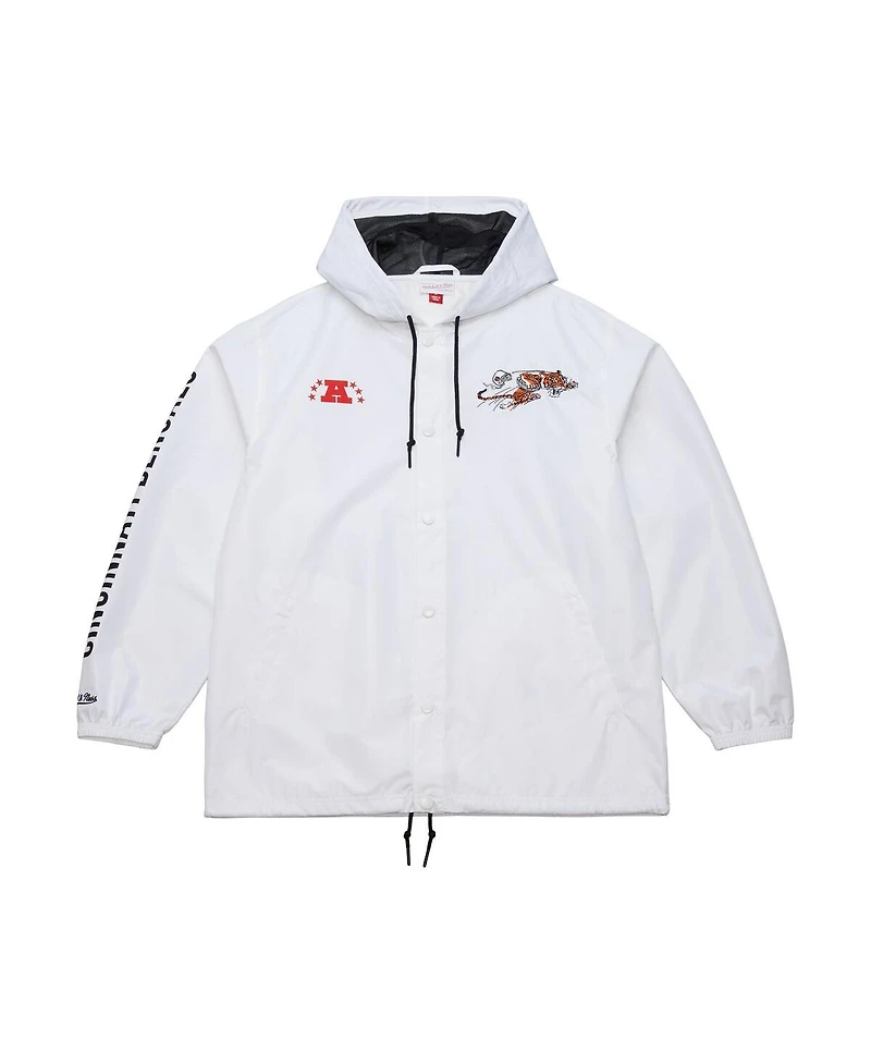 Mitchell & Ness Men's White Cincinnati Bengals Vintage Logo Coaches Full-Snap Hoodie Jacket