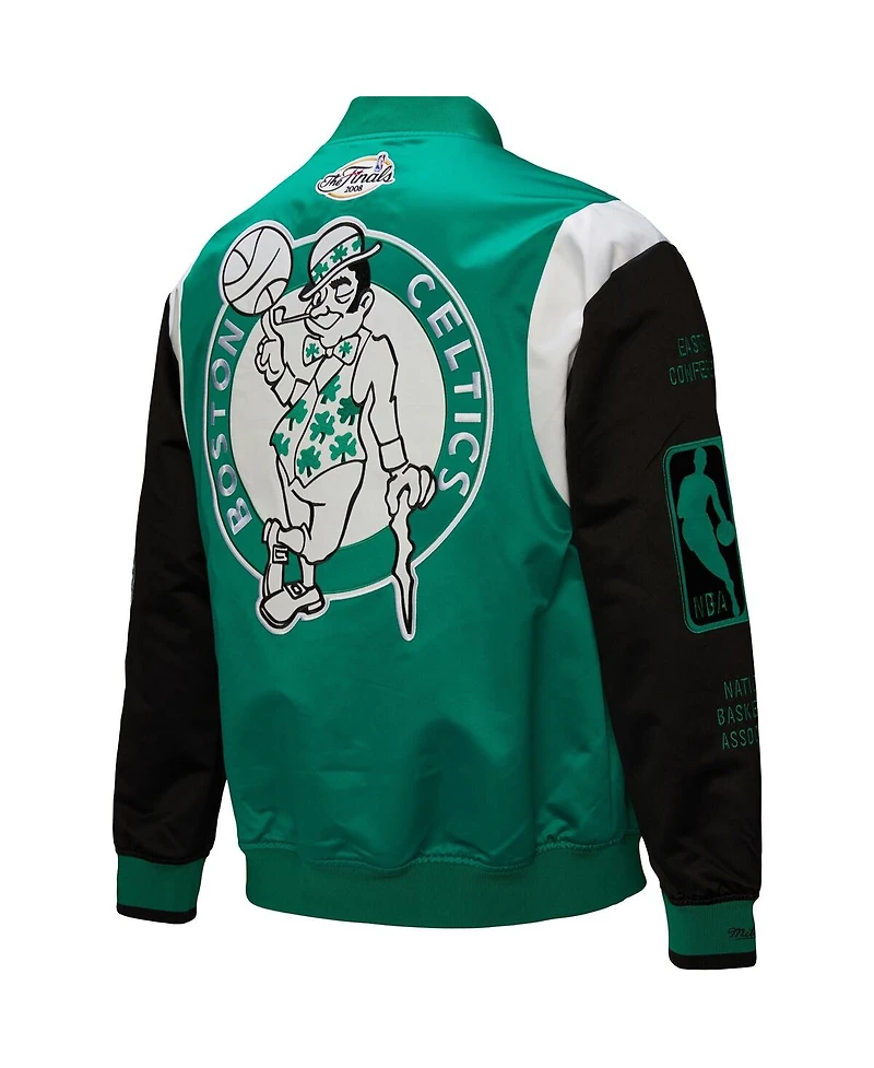 Mitchell & Ness Men's and Women's Kelly Green Boston Celtics Vintage Team Origins Satin Full-Snap Jacket