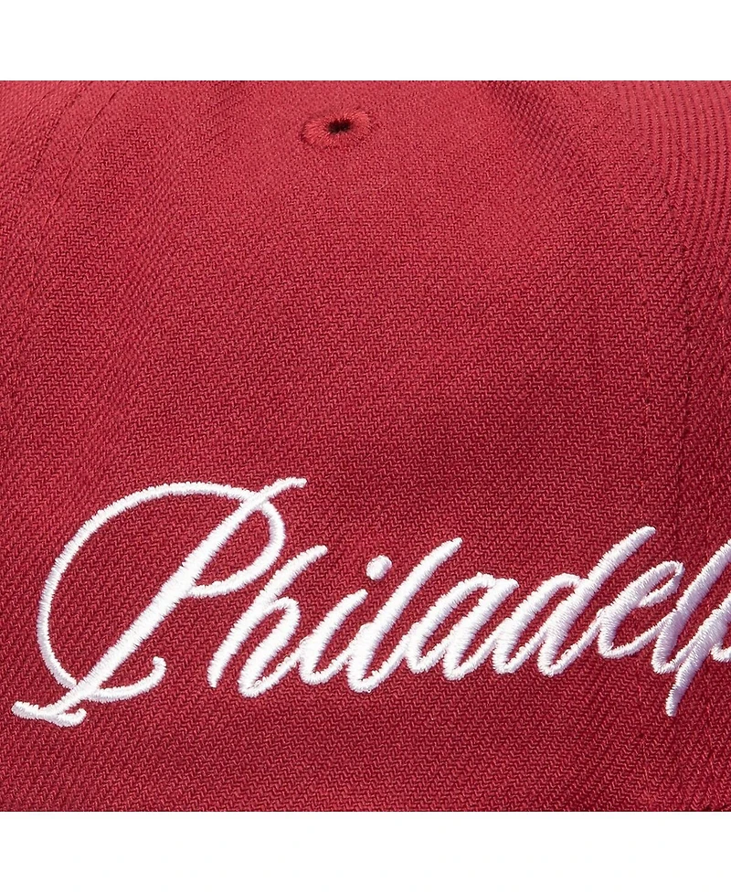 Mitchell & Ness Men's Maroon Philadelphia Phillies Just Don x Mlb Lux Script Snapback Hat