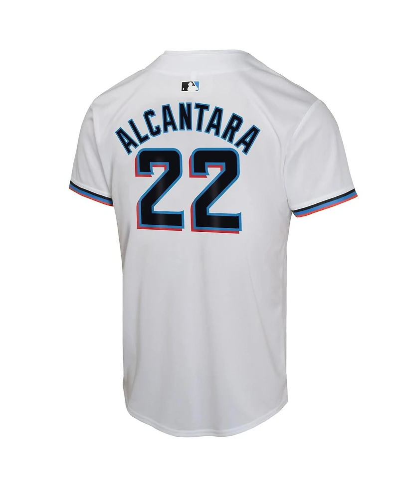 Nike Big Boys and Girls Sandy Alcantara White Miami Marlins Home Game Player Jersey