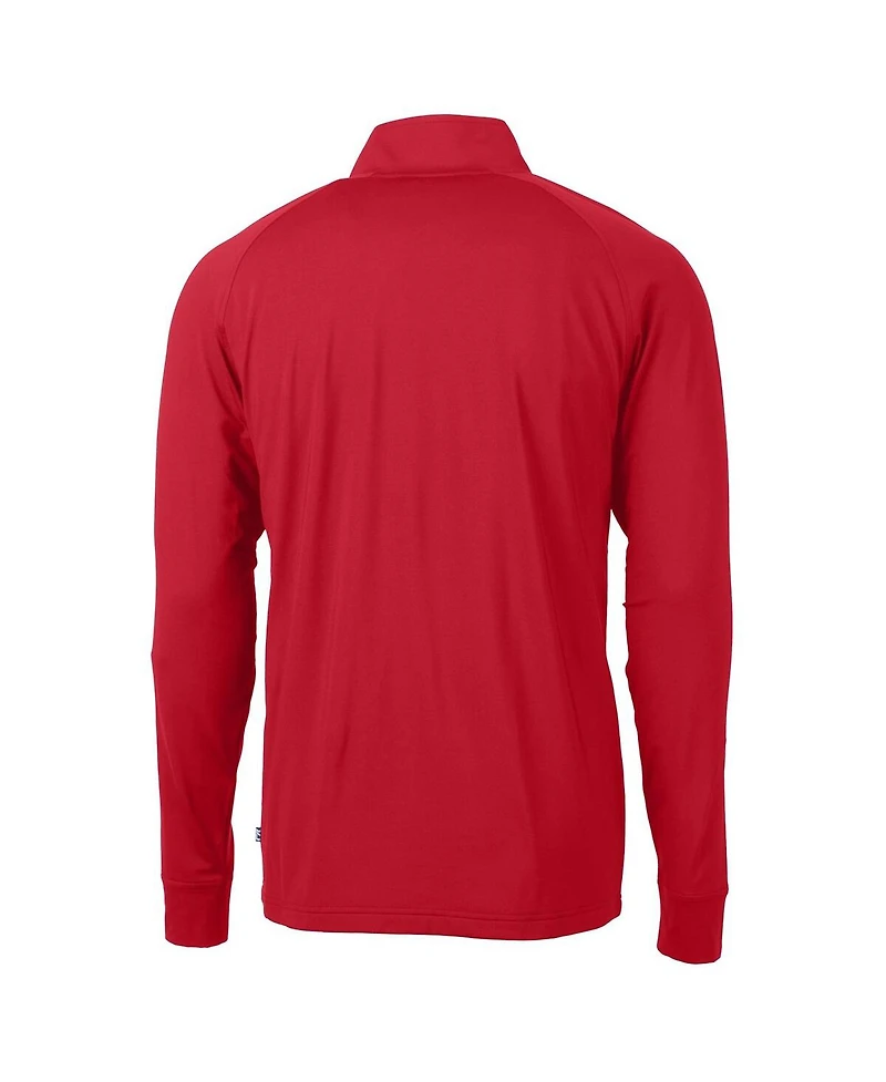 Cutter & Buck Men's Red Buffalo Bills Adapt Eco Knit Stretch Quarter-Zip Throwback Pullover Top