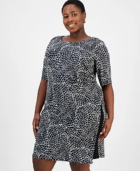 Connected Plus Contrast-Side Sheath Dress