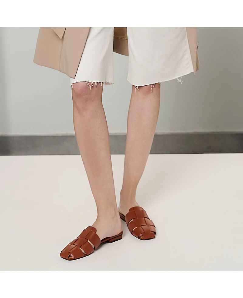 Franco Sarto Women's Tavana Fisherman Square Toe Flat Mules
