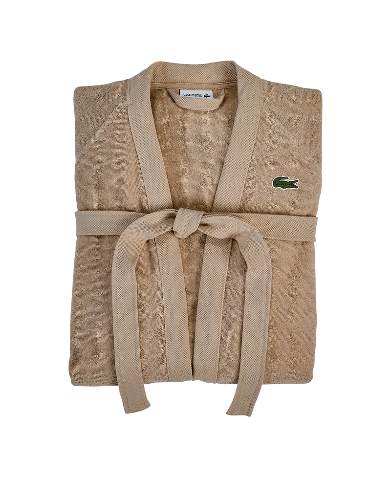 Lacoste Home Logo Patch 100% Cotton Pique Bath Robe