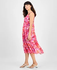 Robbie Bee Petite Printed Braided Trim Midi Dress
