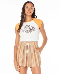 Roxy Juniors' Paraiso Colorblocked Slim Cropped T-Shirt