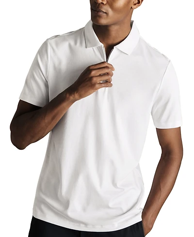 Charles Tyrwhitt Men's Mercerized Cotton Short Sleeve Zipper Polo Shirt