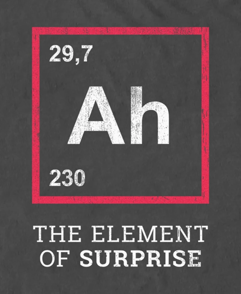 Design By Humans Men's Ah The Element Of Surprise Funny Gift Idea Short Sleeve T-Shirt