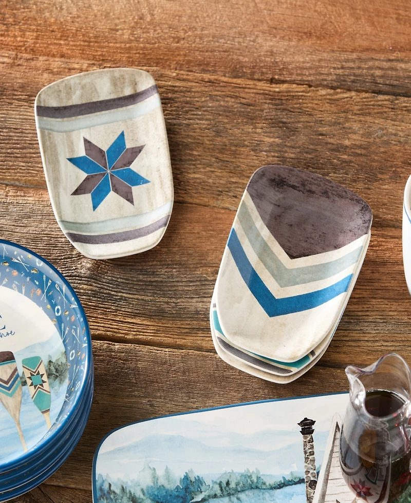 Certified International Wake At The Lake 3-d Oar 4-Pc. Canape Plates, Service For 4