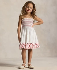 Polo Ralph Lauren Toddler and Little Girls Smocked Eyelet Jersey Dress