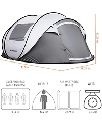 EchoSmile Camping Instant Tent, 4 Person Pop Up Water Resistant, for Hiking and Outdoor, Portable Tent with Carry Bag, 3 Seasons