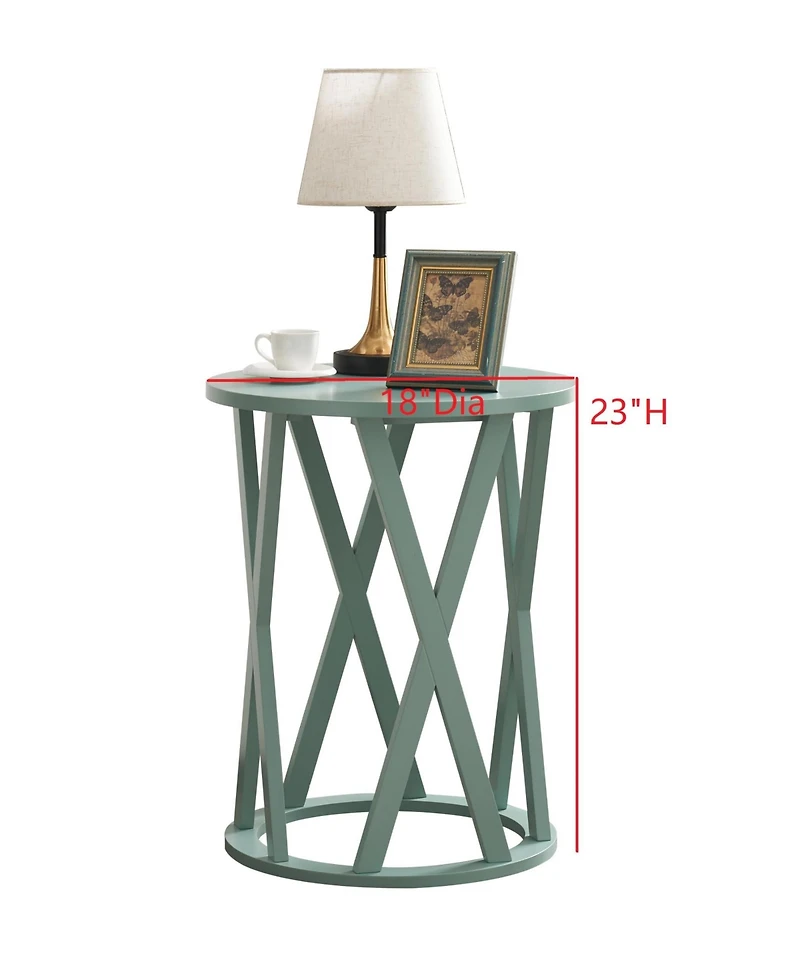 Kings Brand Furniture Emma Side End Table - Modern Round Farmhouse Accent for Living Room, Bedroom, Office