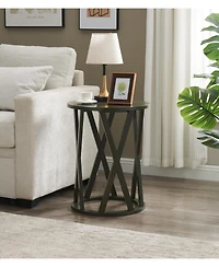 Kings Brand Furniture Emma Side End Table - Modern Round Farmhouse Accent for Living Room, Bedroom, Office