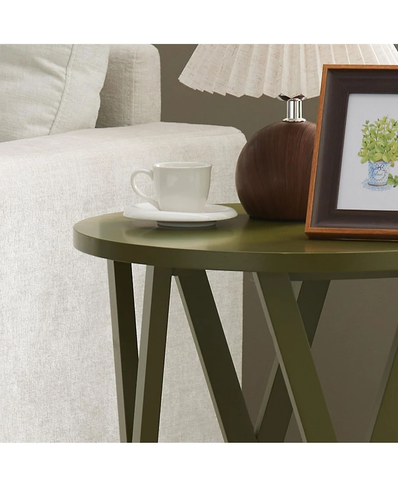 Kings Brand Furniture Emma Side End Table - Modern Round Farmhouse Accent for Living Room, Bedroom, Office