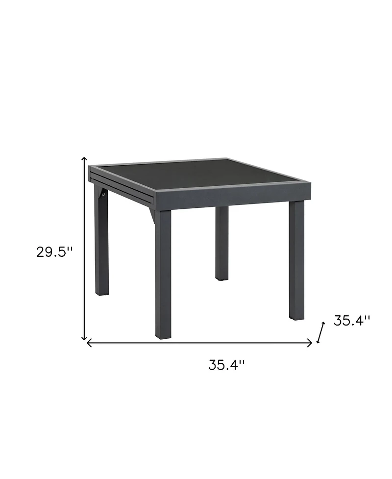 35" Square Metal Extendable Outdoor Side Table