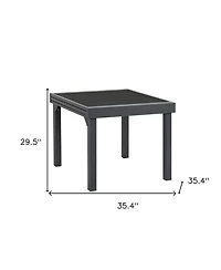 35" Square Metal Extendable Outdoor Side Table