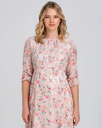 Pietro Brunelli Maternity Maternity Floral Print Sheer Sleeve Occasion Chiffon Maxi Jasmine Dress