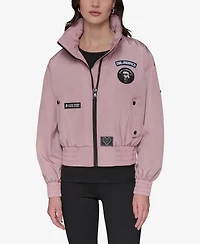 Karl Lagerfeld Paris Women's Logo Collar Bomber