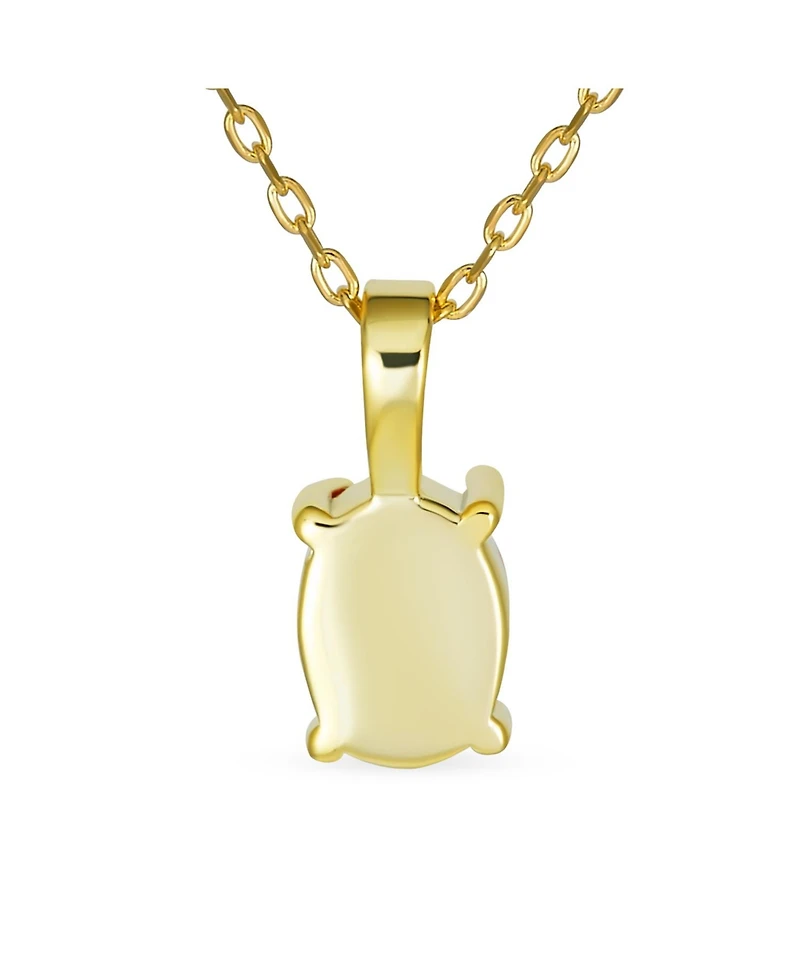 Bling Jewelry Oval Created Opal Solitaire Pendant Necklace in Rose Gold Sterling Silver