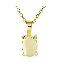 Bling Jewelry Oval Created Opal Solitaire Pendant Necklace in Rose Gold Sterling Silver