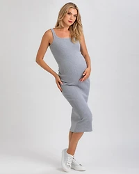 Pietro Brunelli Maternity Maternity Sleeveless Square Neck Rib Knit Super Stretch Belle Dress
