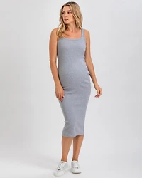 Pietro Brunelli Maternity Maternity Sleeveless Square Neck Rib Knit Super Stretch Belle Dress