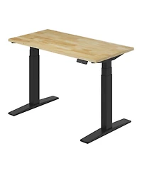 Flexispot E7-commercial 48 W Electric Adjustable Standing Desk, Rubber Wood Top, Black Base