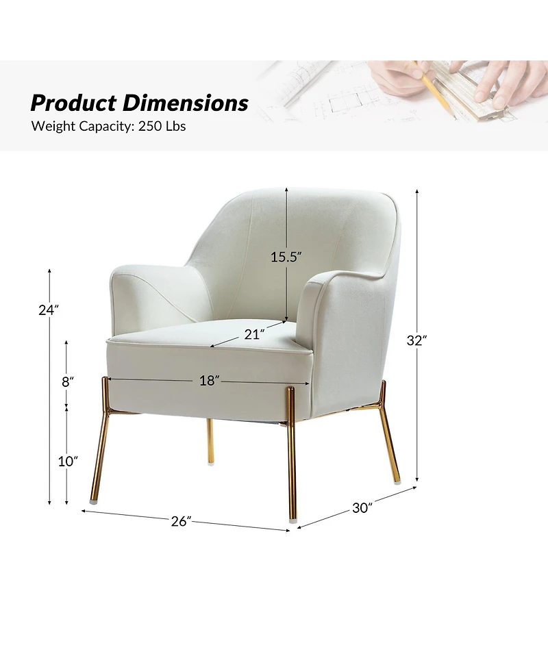Barbara Wooden Arm Chair with Metal Legs