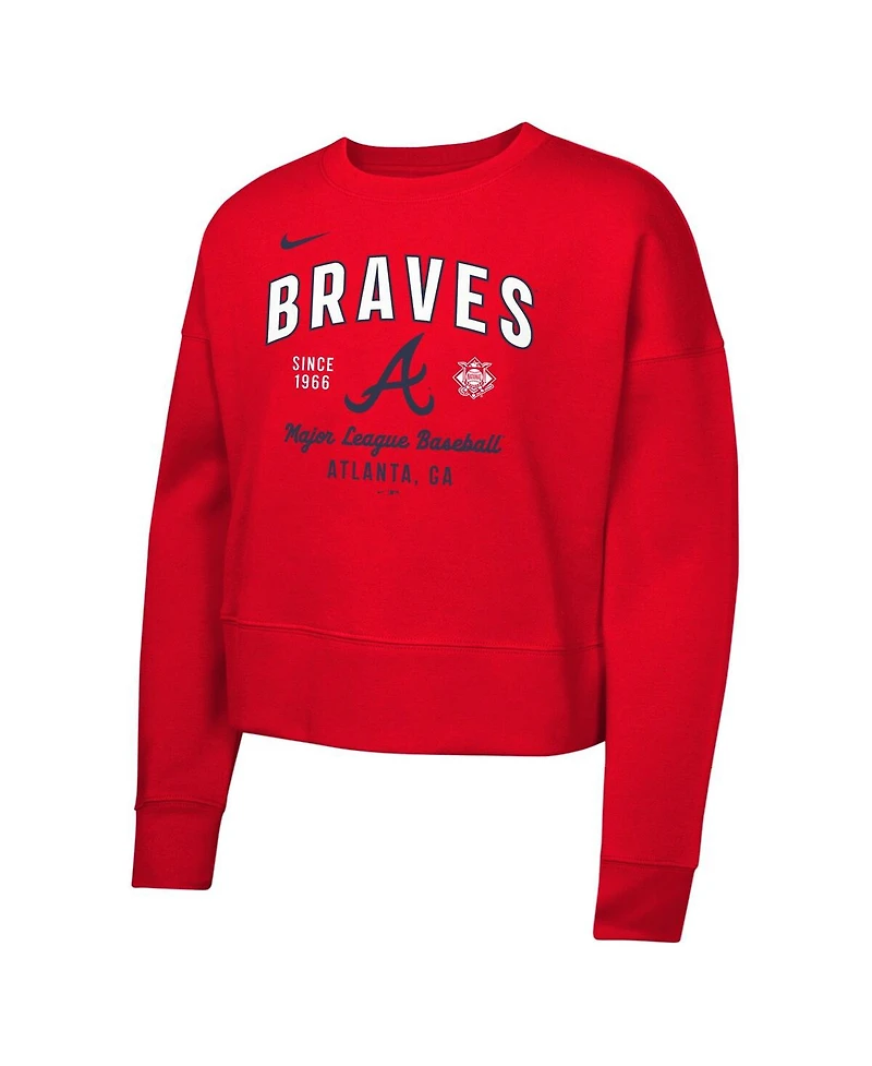 Nike Big Girls Red Atlanta Braves Fleece Sweatshirt