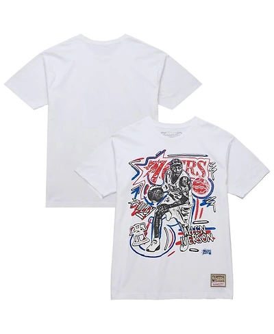 Mitchell & Ness Men's Allen Iverson White Philadelphia 76ers Hardwood Classics Chalked Up T-Shirt