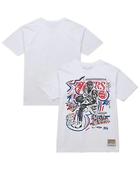 Mitchell & Ness Men's Allen Iverson White Philadelphia 76ers Hardwood Classics Chalked Up T-Shirt