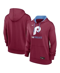 Nike Women's Burgundy Philadelphia Phillies Authentic Collection Lockup Alternate Logo Performance Pullover Hoodie
