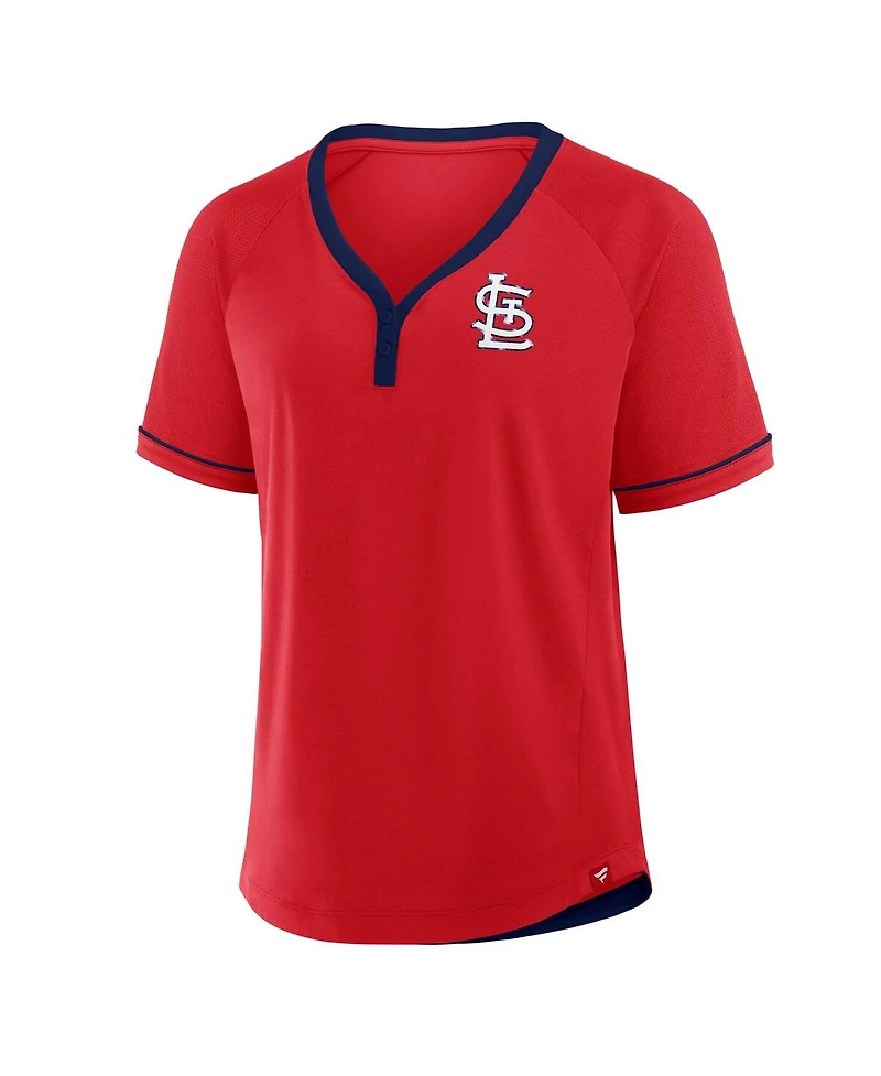Fanatics Women's Red St. Louis Cardinals League Diva Star Raglan V-Neck T-Shirt