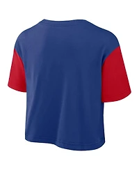 Nike Women's Royal/Red Philadelphia Phillies Script Cropped Performance T-Shirt
