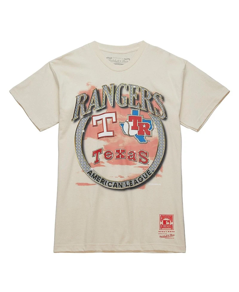 Mitchell & Ness Men's Cream Texas Rangers Cooperstown Collection Crown Jewels T-Shirt