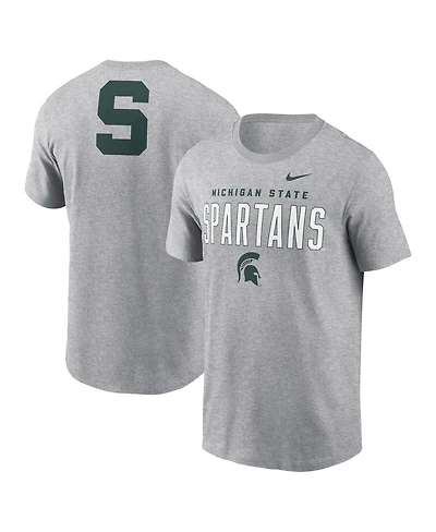 Nike Men's Heather Gray Michigan State Spartans Campus 2-Hit Primary Mascot T-Shirt