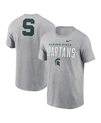 Nike Men's Heather Gray Michigan State Spartans Campus 2-Hit Primary Mascot T-Shirt